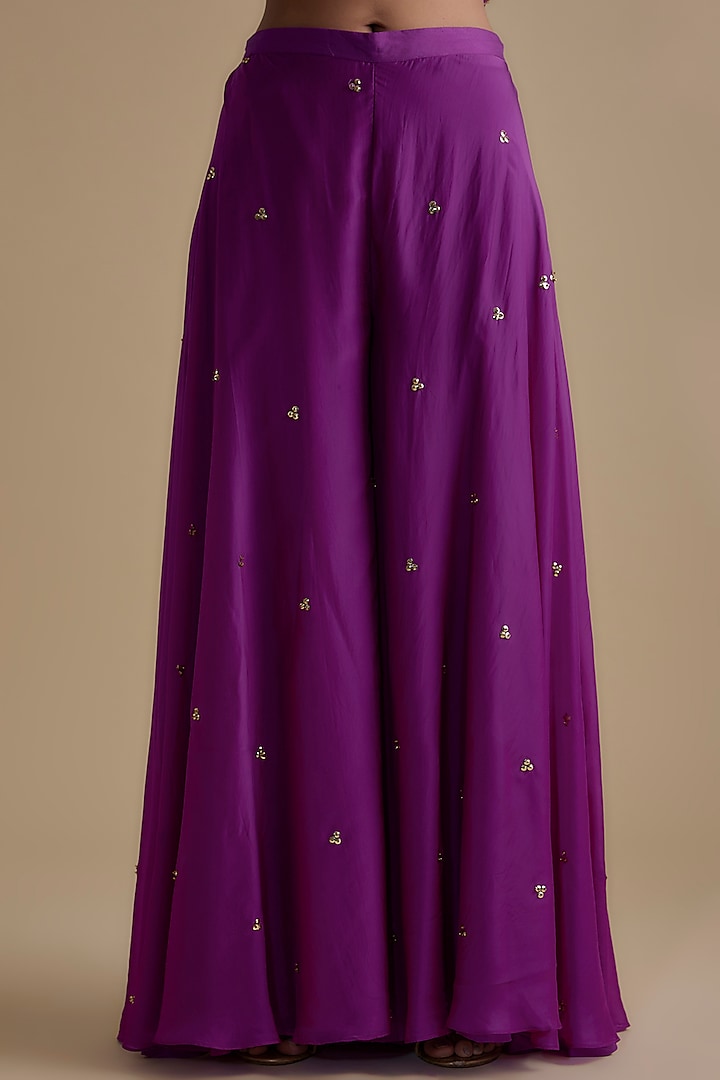 Purple Silk Organza Sequins Embroidered Tunic Set by Keith Gomes at Pernia's Pop Up Shop