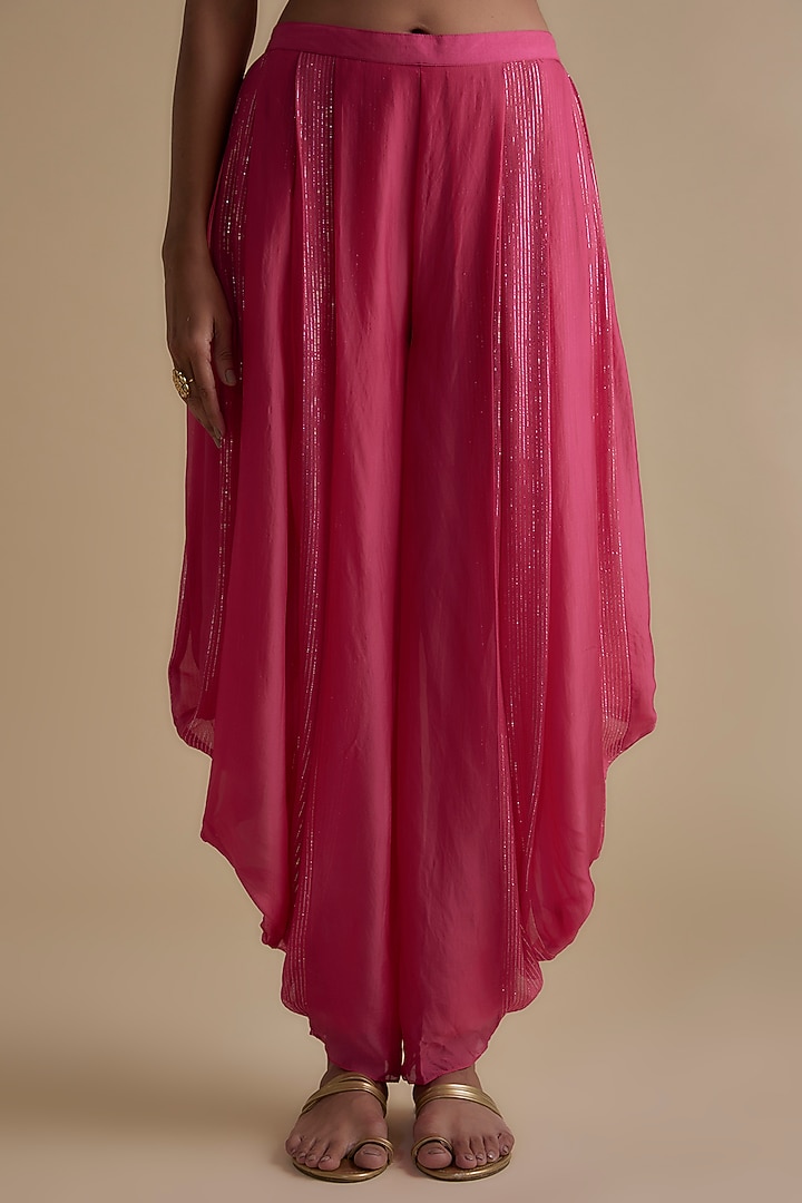 Pink Silk Organza Embellished Tunic Set by Keith Gomes at Pernia's Pop Up Shop