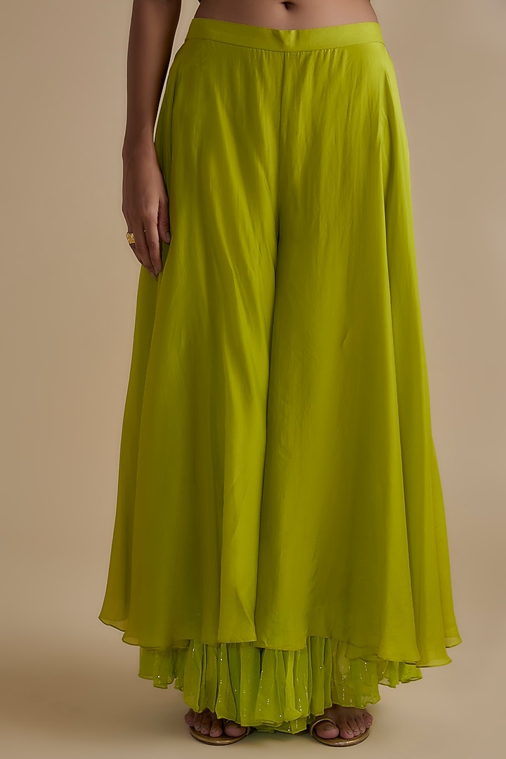 Green Silk Organza Sequins Embroidered Co-Ord Set by Keith Gomes at Pernia's Pop Up Shop