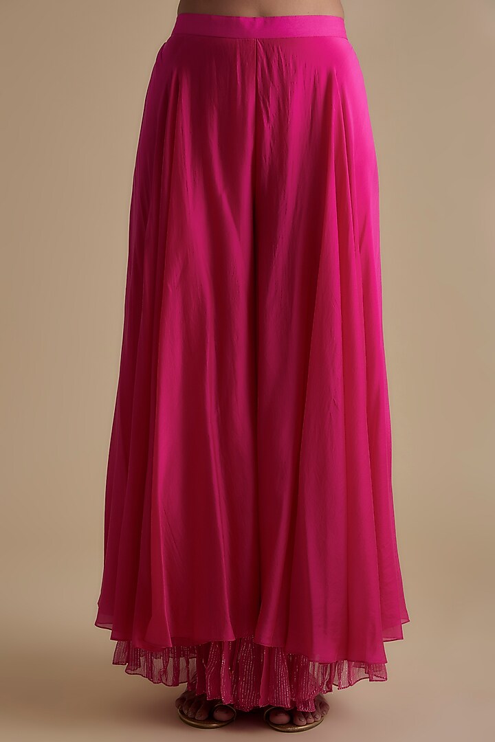 Pink Silk Organza Embroidered Cape Set by Keith Gomes at Pernia's Pop Up Shop