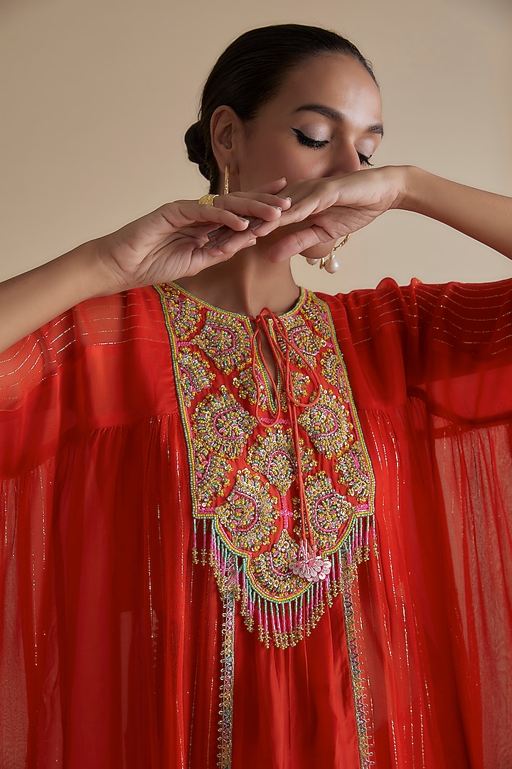 Orange Ombre Silk Organza Embroidered Gharara Set by Keith Gomes at Pernia's Pop Up Shop