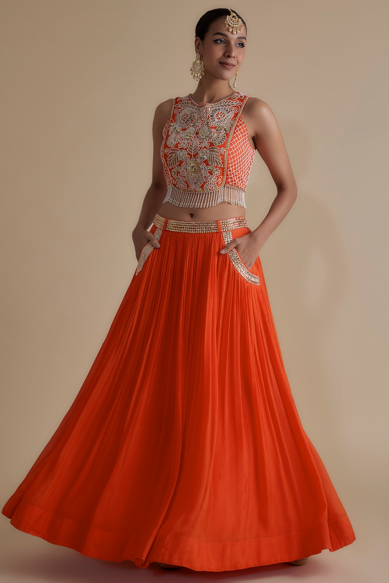 Chiffon hotsell orange skirt