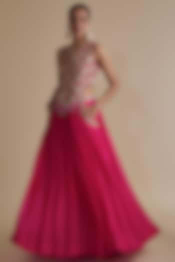 Pink Silk Organza Skirt Set by Keith Gomes at Pernia's Pop Up Shop