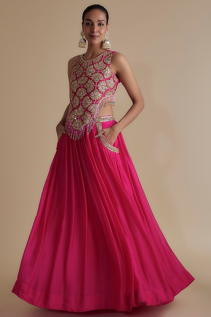 Pink Silk Organza Skirt Set by Keith Gomes at Pernia's Pop Up Shop