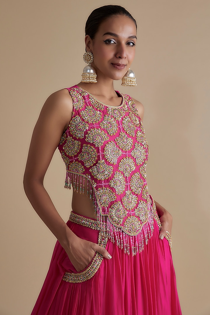 Pink Silk Organza Skirt Set by Keith Gomes at Pernia's Pop Up Shop