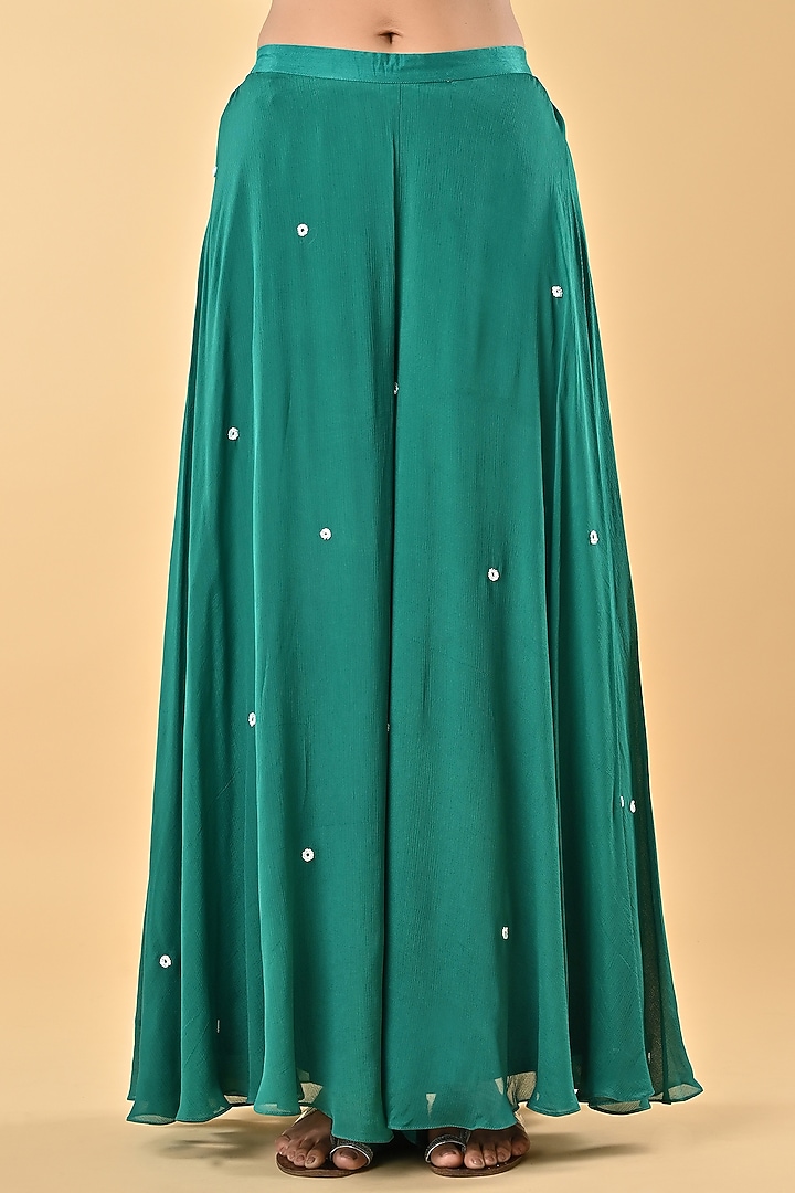 Green Silk Organza Bead Embellished Tunic Set by Keith Gomes at Pernia's Pop Up Shop