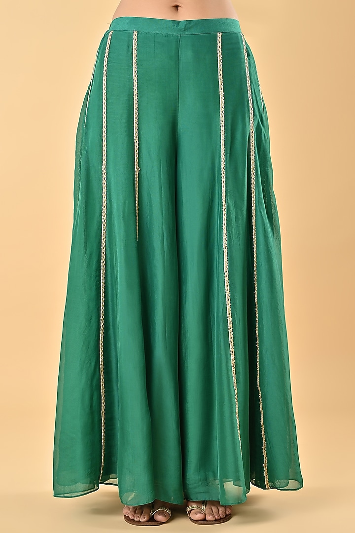 Green Sheer Organza Bead Embroidered Tunic Set by Keith Gomes at Pernia's Pop Up Shop
