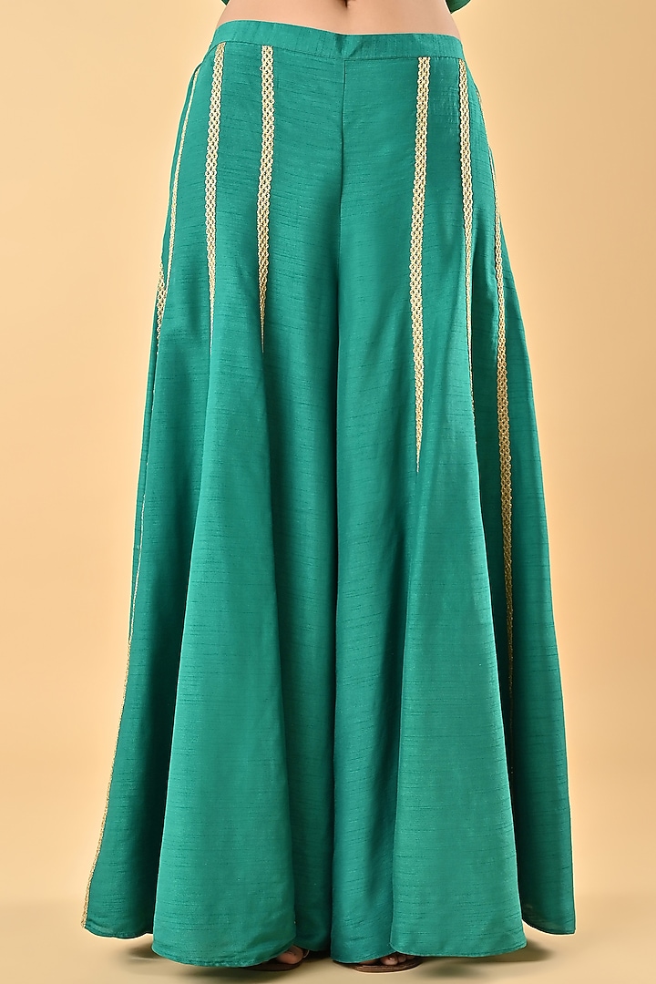 Green Raw Silk Zari Embroidered Tunic Set by Keith Gomes at Pernia's Pop Up Shop