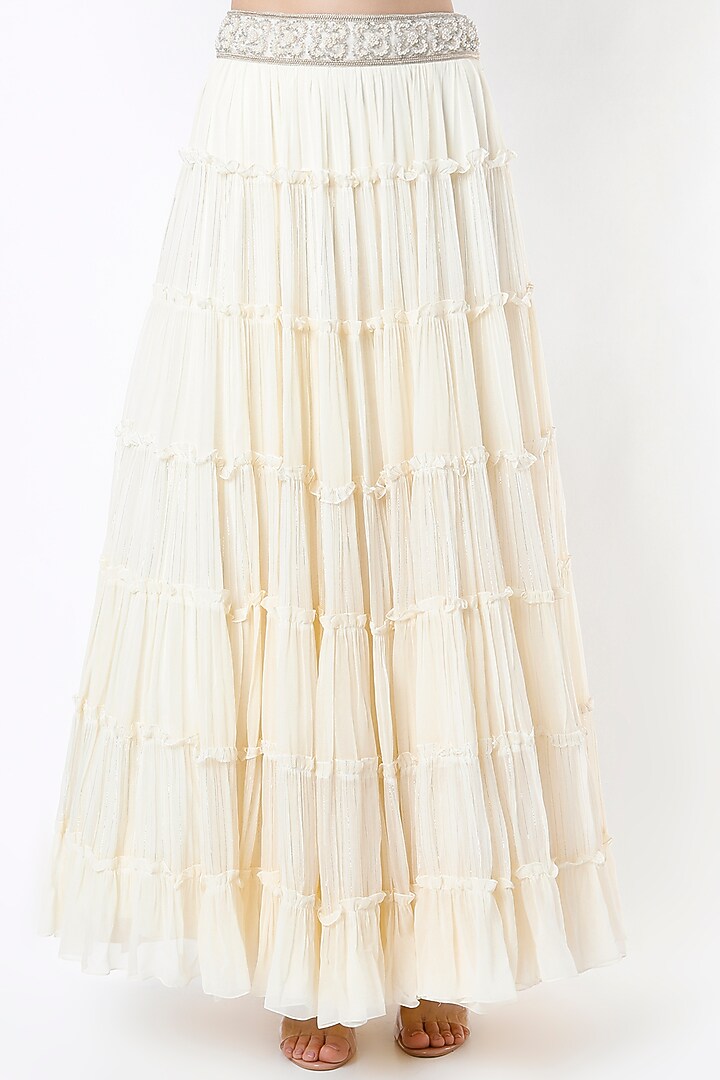 Orange Embroidered Skirt Set by Keith Gomes at Pernia's Pop Up Shop