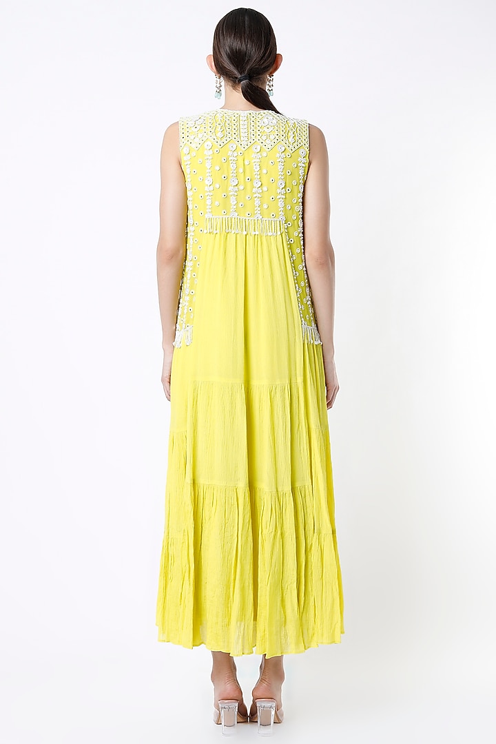 Yellow Embroidered Vacation Dress by Keith Gomes at Pernia's Pop Up Shop