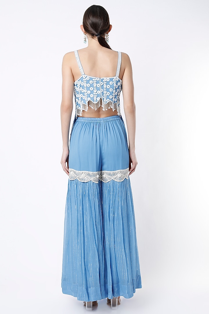 Sky Blue Embroidered Tunic Set by Keith Gomes at Pernia's Pop Up Shop