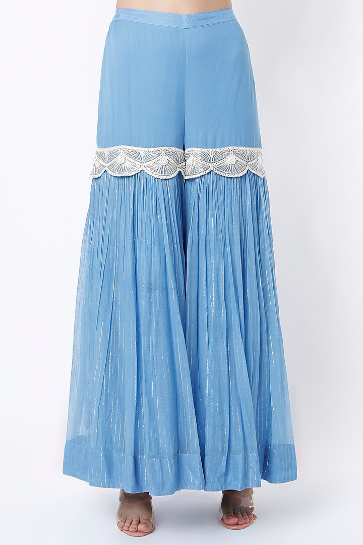 Sky Blue Embroidered Tunic Set by Keith Gomes at Pernia's Pop Up Shop