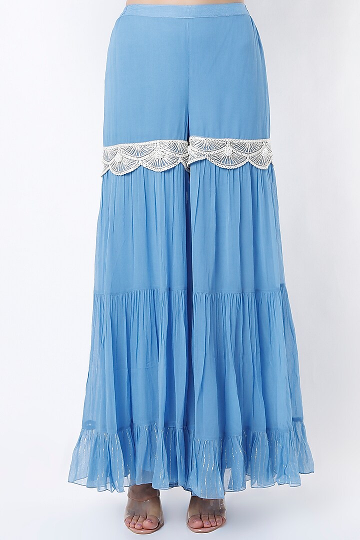 Sky Blue Beads Embroidered Tunic Set by Keith Gomes at Pernia's Pop Up Shop