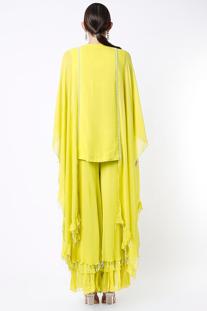 Lime Yellow Embroidered Tunic Set by Keith Gomes at Pernia's Pop Up Shop