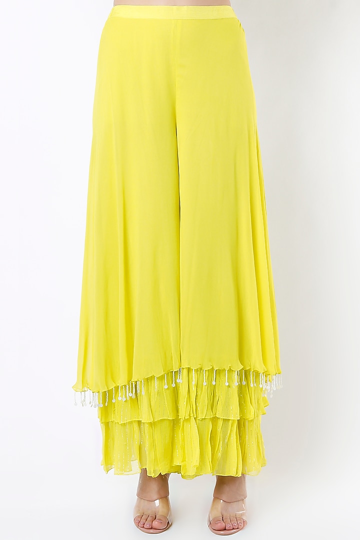 Lime Yellow Embroidered Tunic Set by Keith Gomes at Pernia's Pop Up Shop