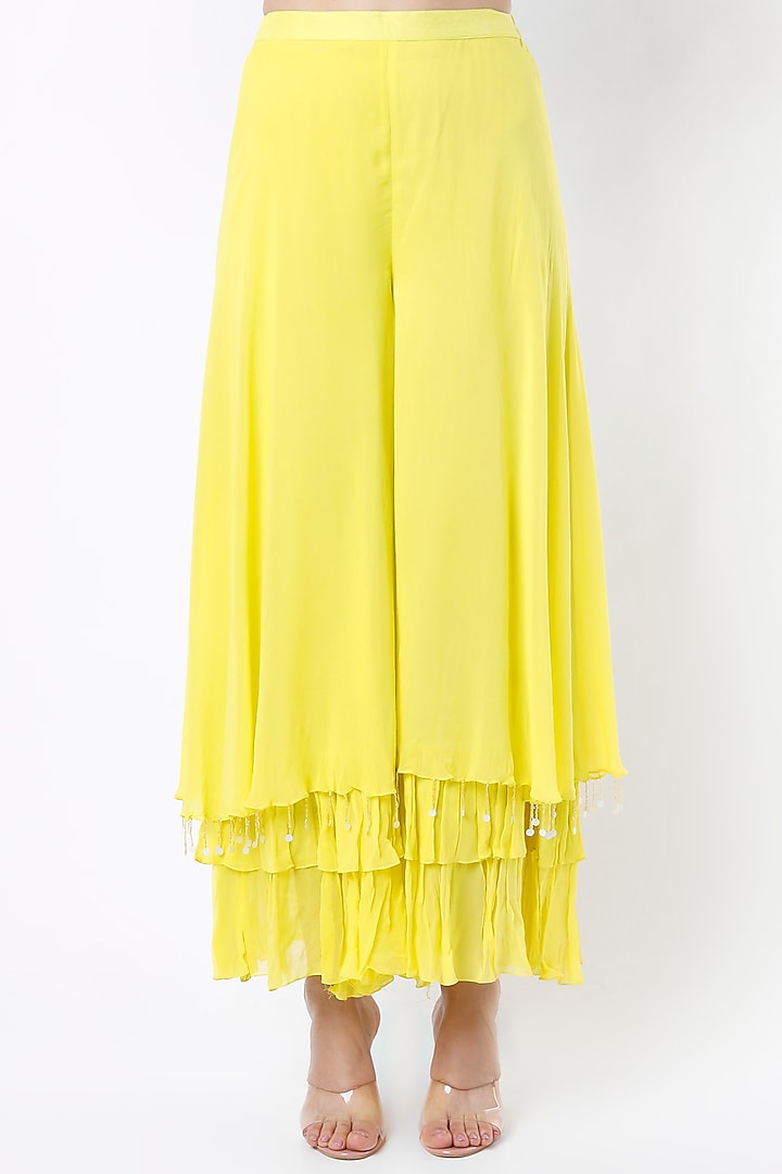 Sky Blue & Yellow Embroidered Tunic Set by Keith Gomes at Pernia's Pop Up Shop