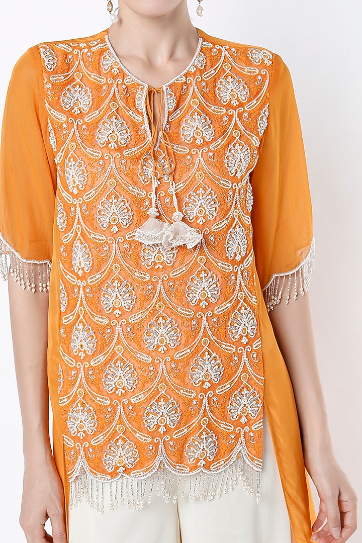 Orange Georgette Tunic Set by Keith Gomes at Pernia's Pop Up Shop