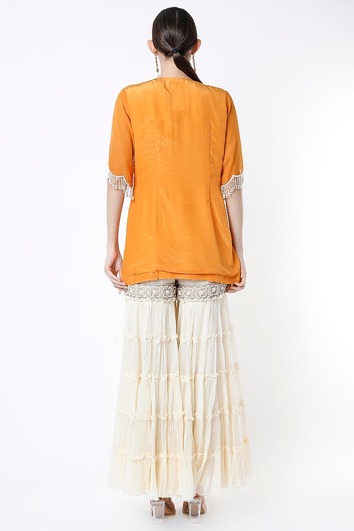 Orange Embroidered Tunic Set by Keith Gomes at Pernia's Pop Up Shop
