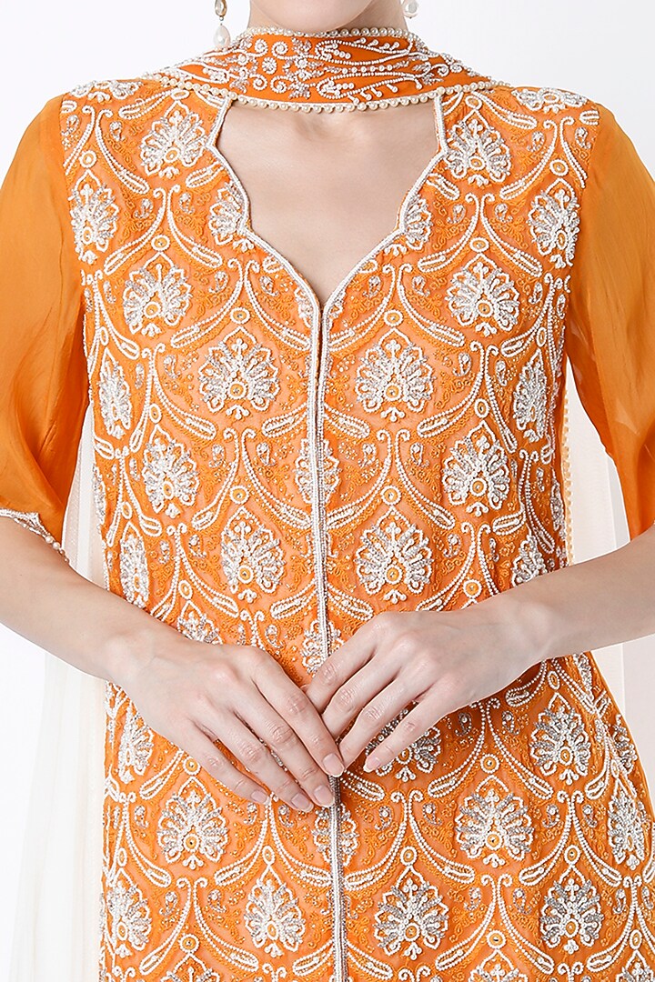 Orange Embroidered Tunic Set by Keith Gomes at Pernia's Pop Up Shop