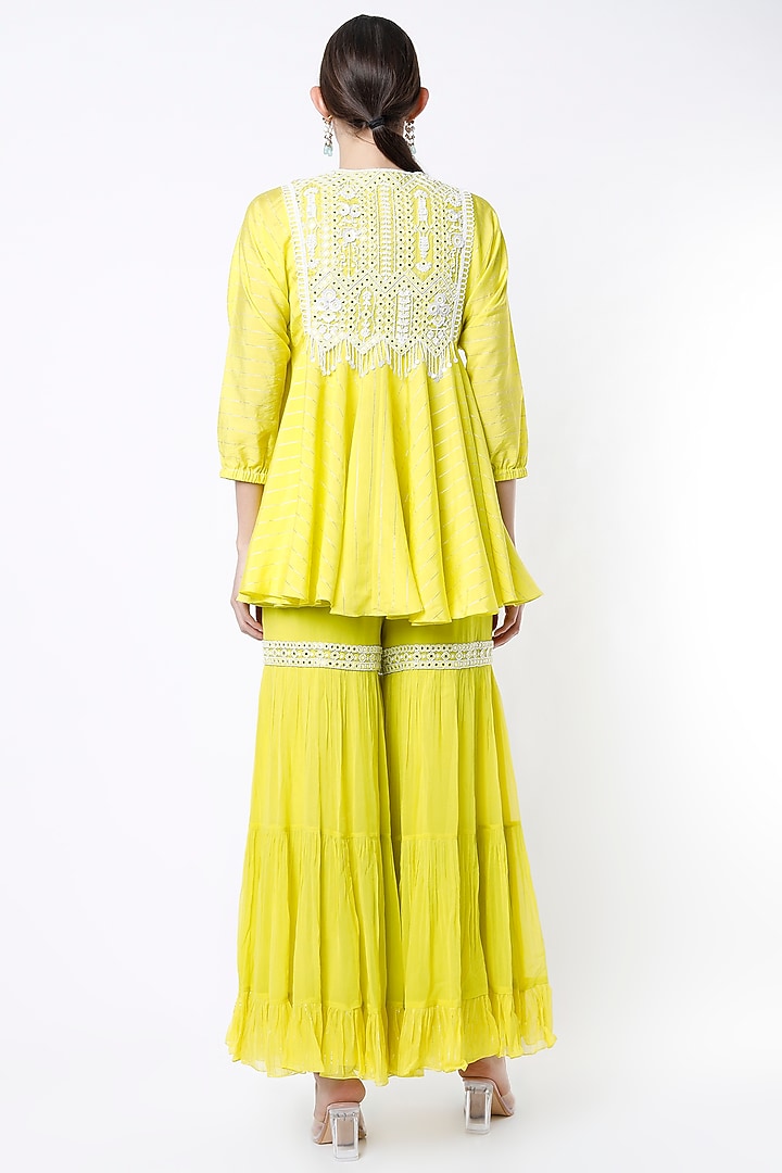 Lime Green Embroidered Tunic Set by Keith Gomes at Pernia's Pop Up Shop