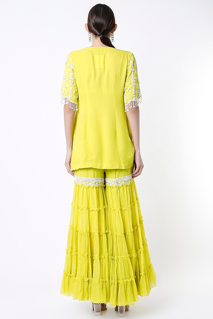 Lime Green Georgette Tunic Set by Keith Gomes at Pernia's Pop Up Shop