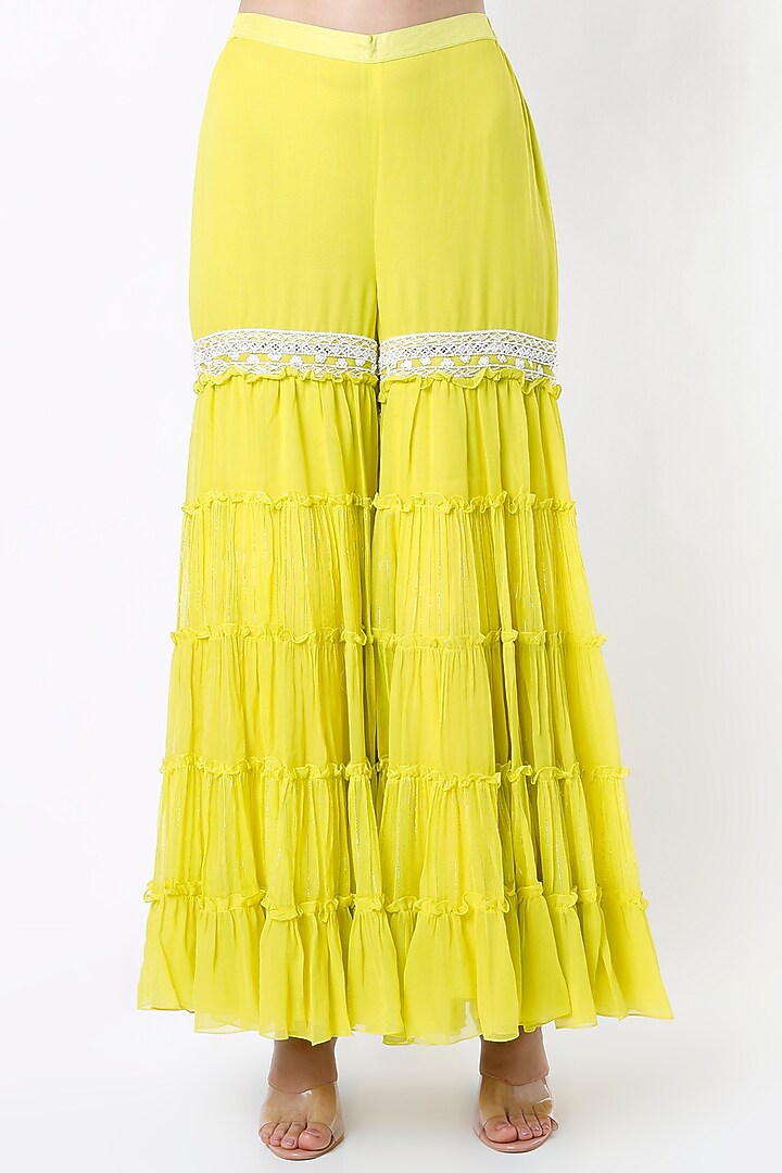 Lime Green Georgette Tunic Set by Keith Gomes at Pernia's Pop Up Shop