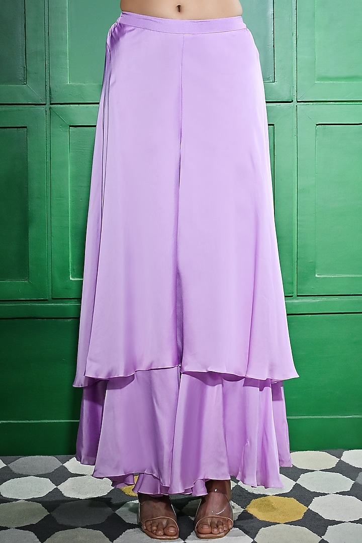 Lilac Silk Organza Mirror Embroidered Tunic Set by Keith Gomes at Pernia's Pop Up Shop