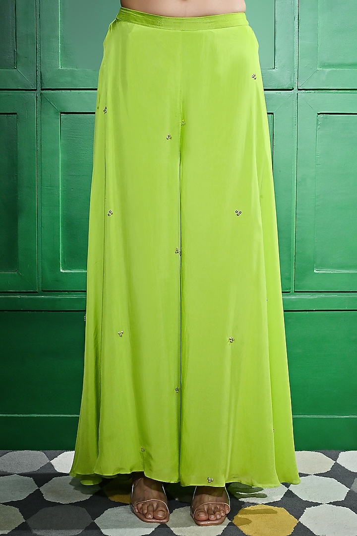 Green Silk Organza Wedding Sharara Set by Keith Gomes at Pernia's Pop Up Shop