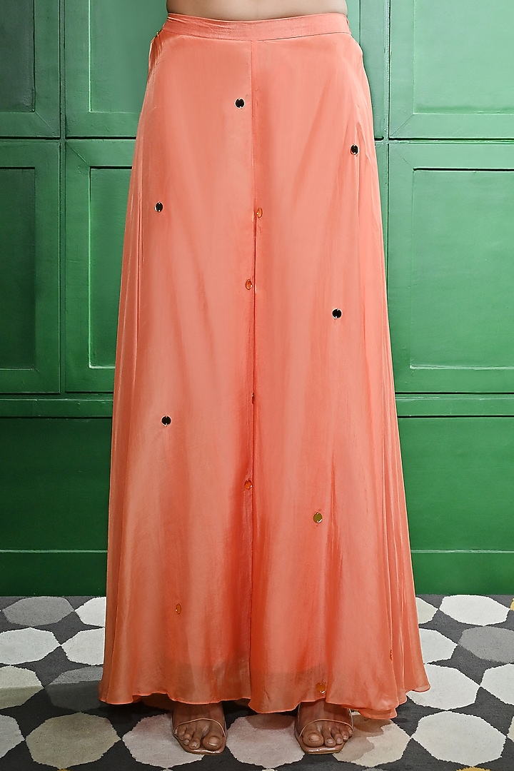 Peach Silk Organza Boota Embroidered Wedding Sharara Set by Keith Gomes at Pernia's Pop Up Shop