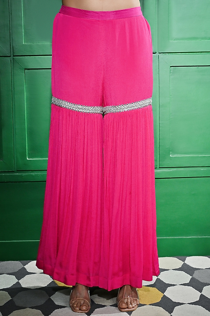 Pink Chiffon Crepe Sequins Embroidered Cape set by Keith Gomes at Pernia's Pop Up Shop