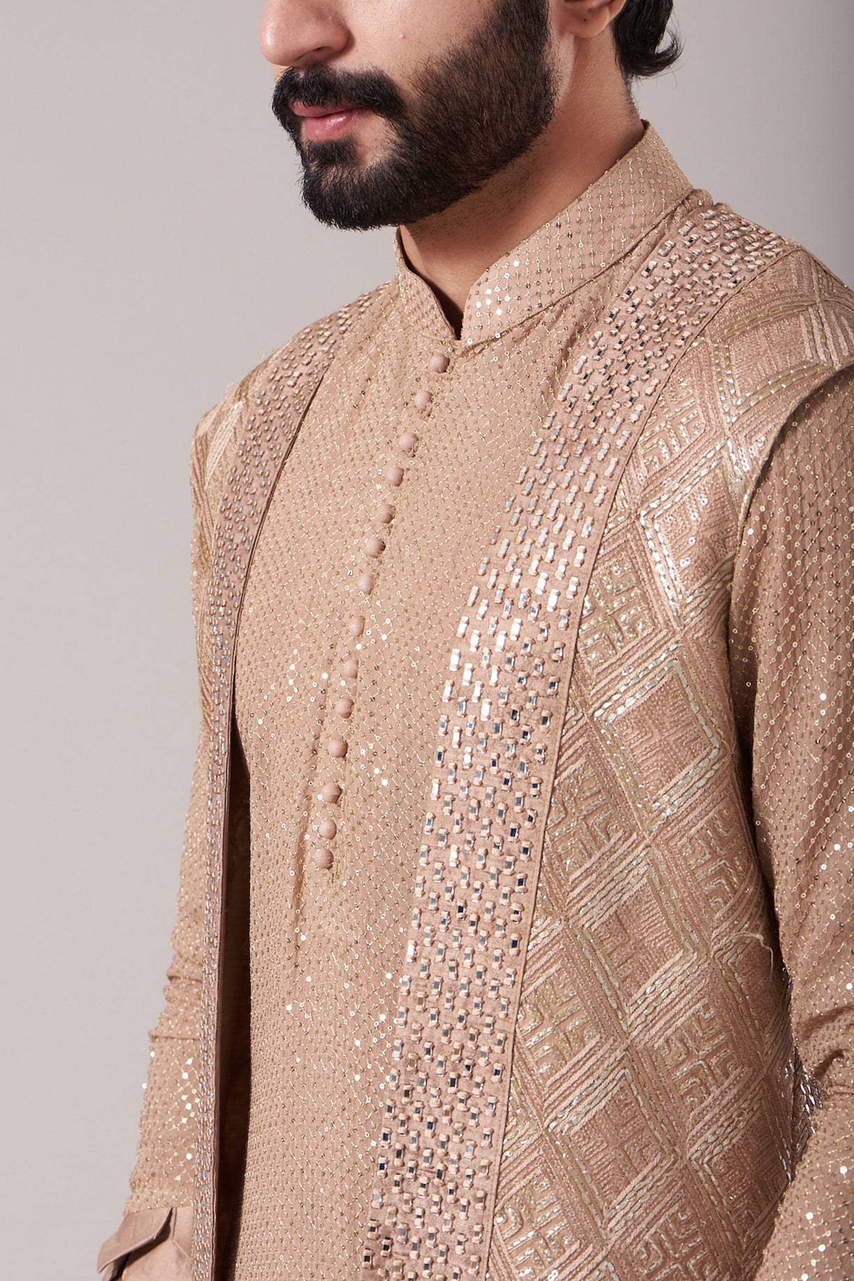 Coffee Tortilla Kurta Set With Jacket by Kudrat Couture at Pernia's Pop ...