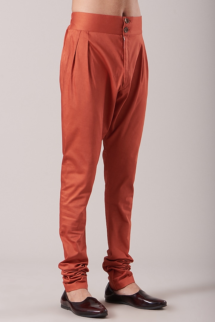 Dark Orange Chanderi Silk Kurta Set by Kudrat Couture at Pernia's Pop Up Shop