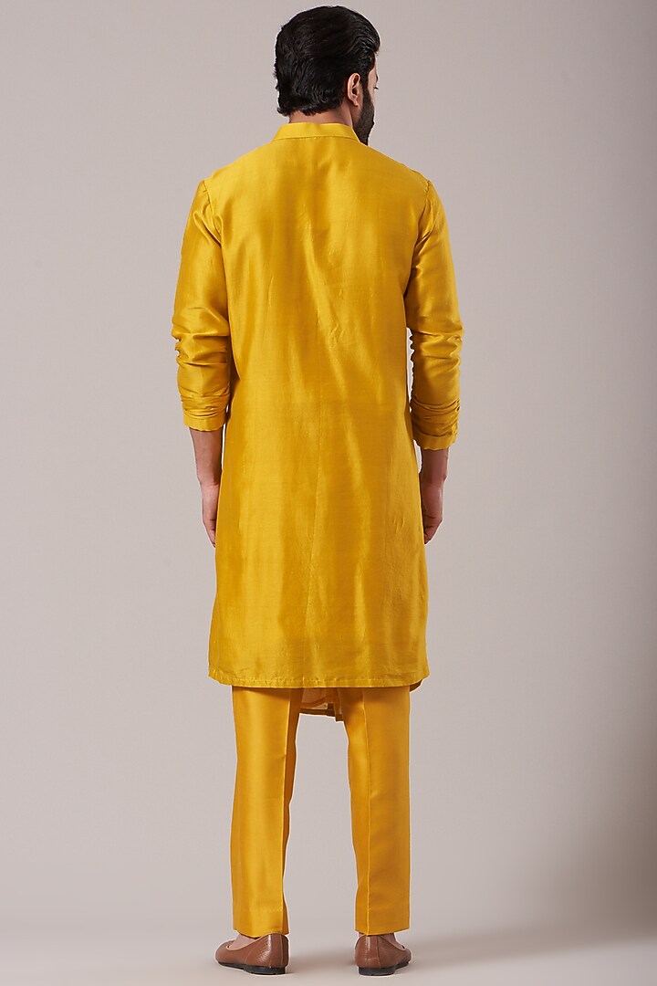 Mustard Embroidered Kurta Set by Kudrat Couture at Pernia's Pop Up Shop