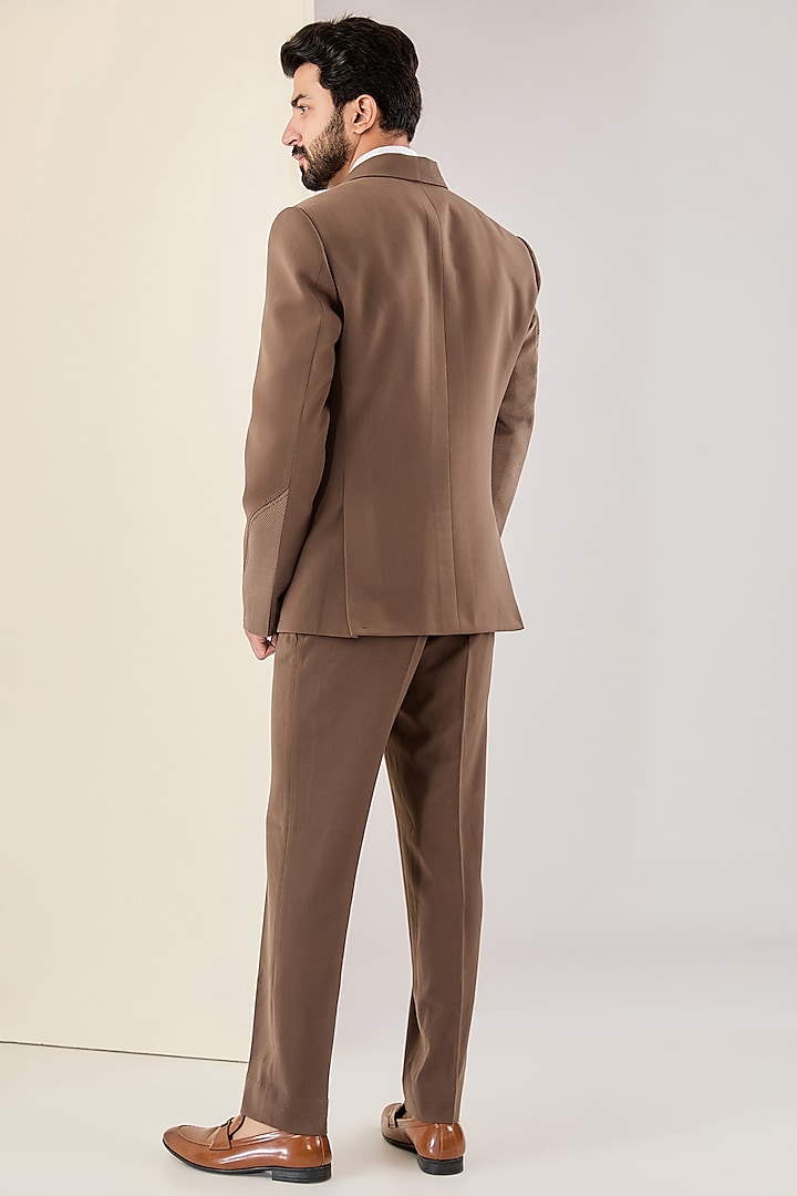 Brown Corduroy & Italian Fabric Thread Embroidered Suit Set by Kudrat Couture at Pernia's Pop Up Shop