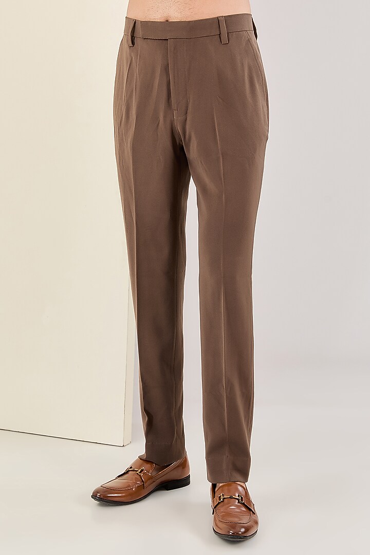 Brown Corduroy & Italian Fabric Thread Embroidered Suit Set by Kudrat Couture at Pernia's Pop Up Shop