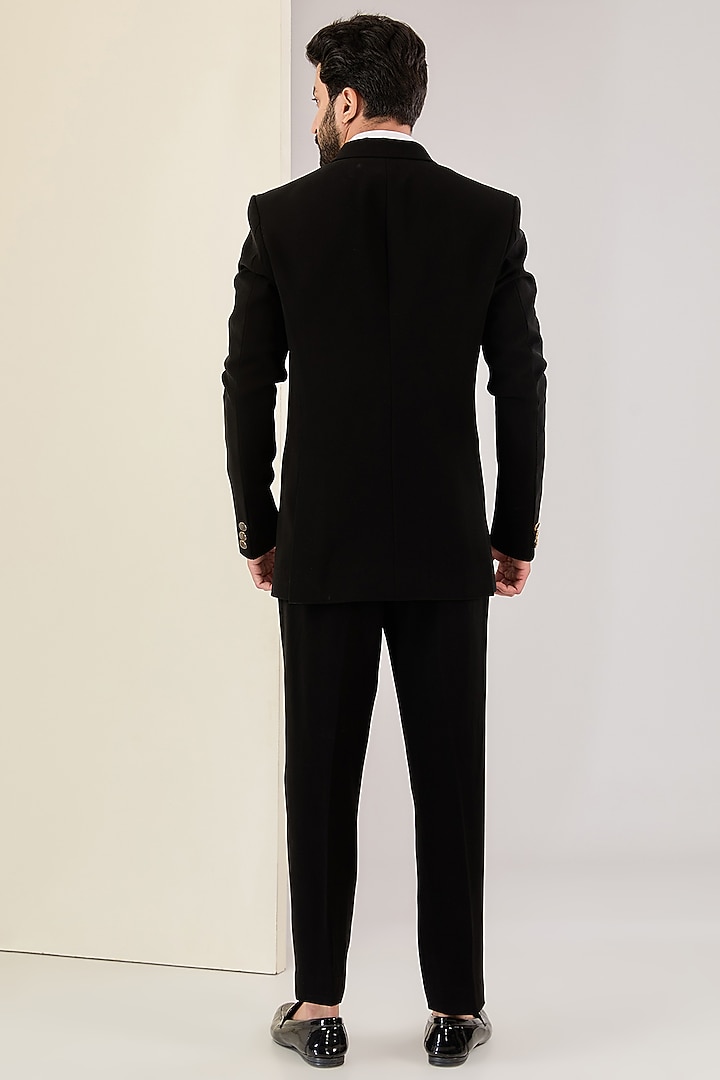 Black Italian Fabric Embellished Suit Set by Kudrat Couture at Pernia's Pop Up Shop