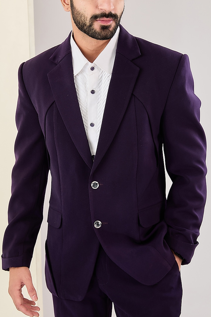 Purple Plum Italian Fabric Suit Set by Kudrat Couture at Pernia's Pop Up Shop
