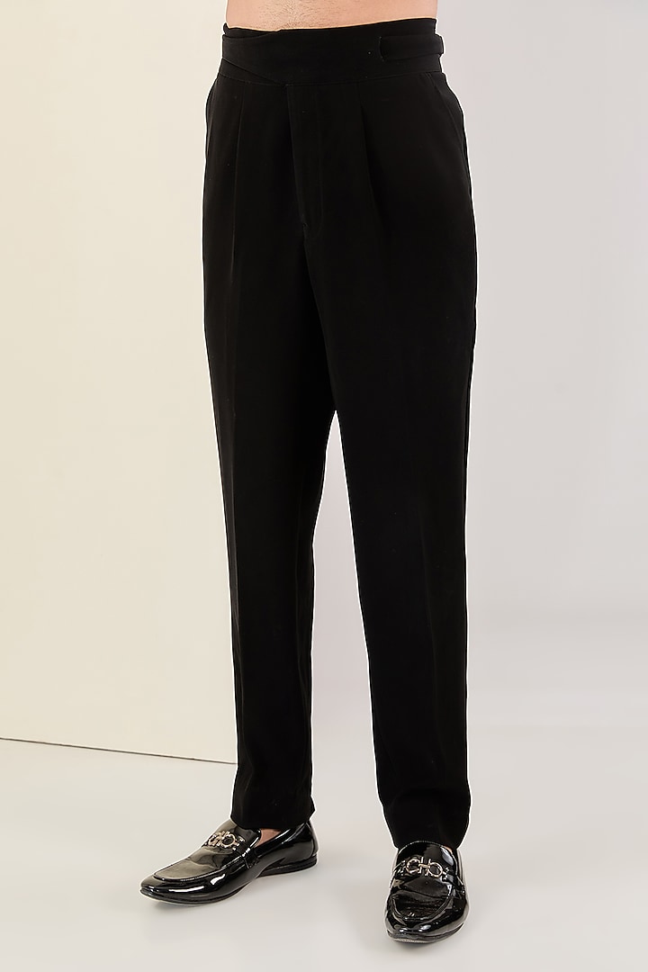 Black Italian Fabric Cutdana Hand Embroidered Suit Set by Kudrat Couture at Pernia's Pop Up Shop