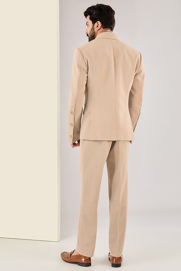 Beige Italian Fabric Suit Set by Kudrat Couture at Pernia's Pop Up Shop