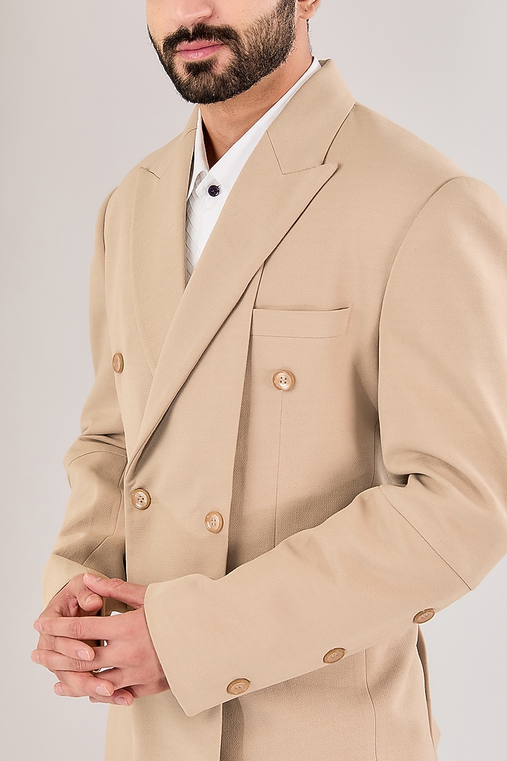 Beige Italian Fabric Suit Set by Kudrat Couture at Pernia's Pop Up Shop