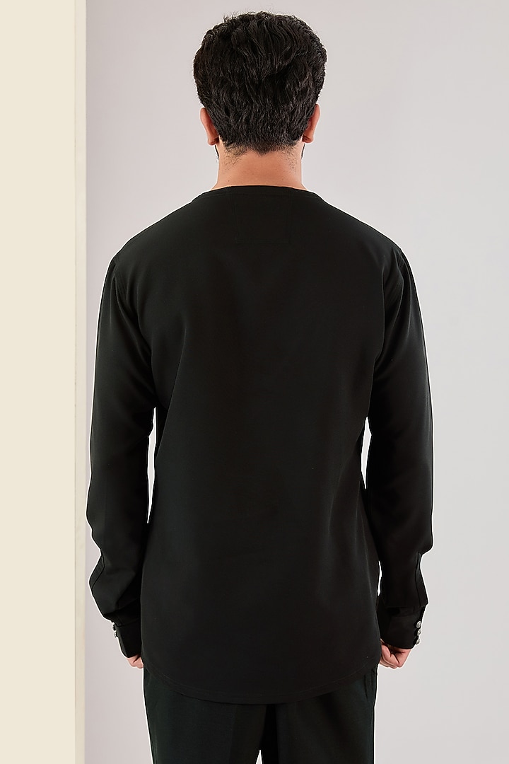 Black Italian Fabric Wedding Shirt by Kudrat Couture at Pernia's Pop Up Shop