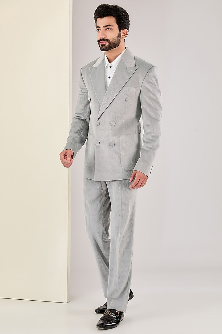 Grey Corduroy Suit Set by Kudrat Couture