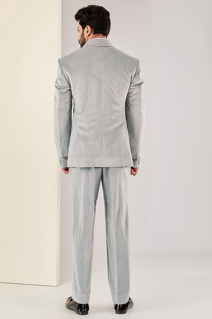 Grey Corduroy Suit Set by Kudrat Couture at Pernia's Pop Up Shop