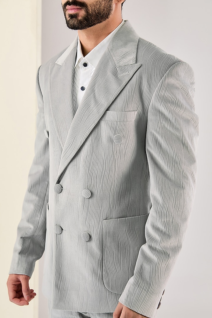 Grey Corduroy Suit Set by Kudrat Couture at Pernia's Pop Up Shop