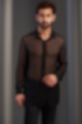 Black Net Summer Shirt by Kudrat Couture at Pernia's Pop Up Shop