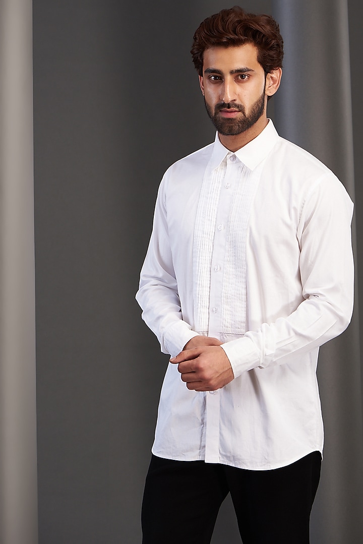 White Cotton Shirt by Kudrat Couture