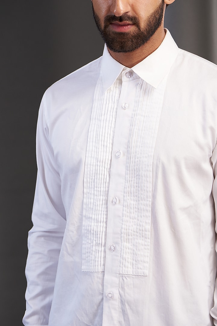 White Cotton Wedding Shirt by Kudrat Couture at Pernia's Pop Up Shop
