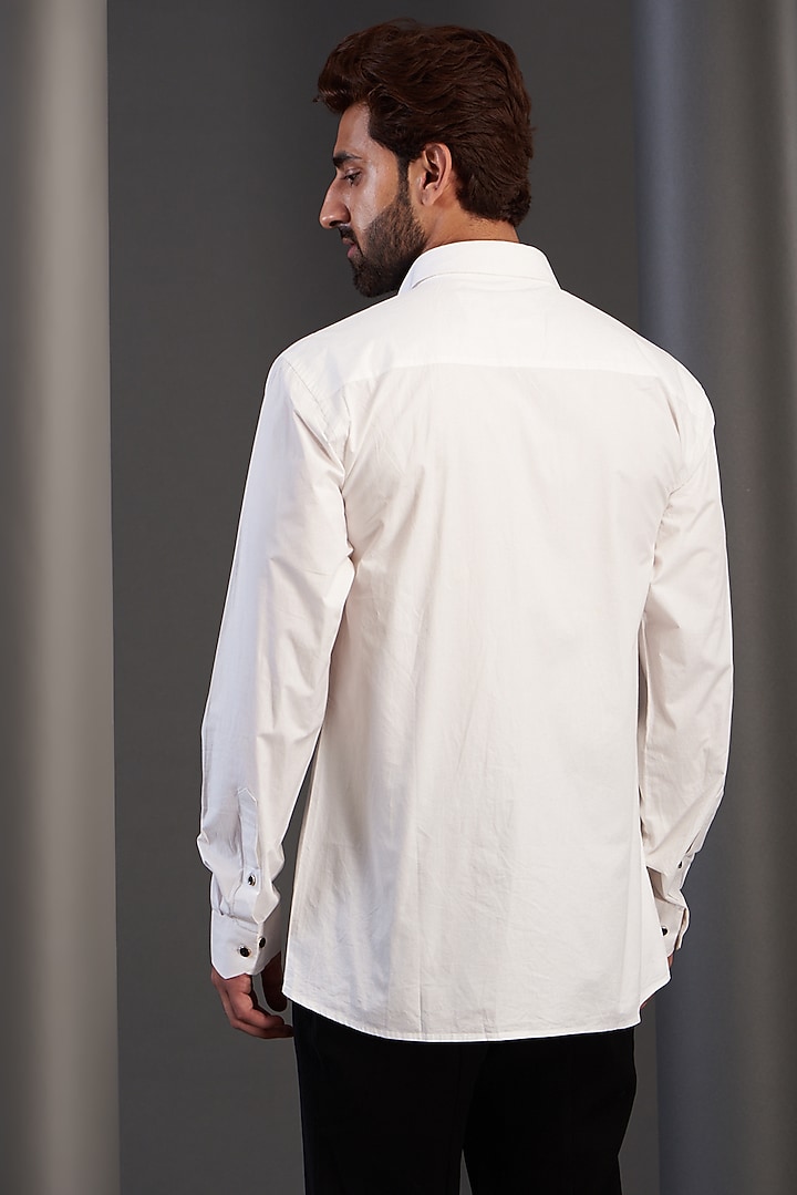 White Cotton Pintuck Party Wear Shirt by Kudrat Couture at Pernia's Pop Up Shop