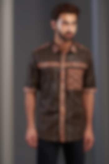 Coffee Brown Satin Printed Shirt by Kudrat Couture at Pernia's Pop Up Shop  2026
