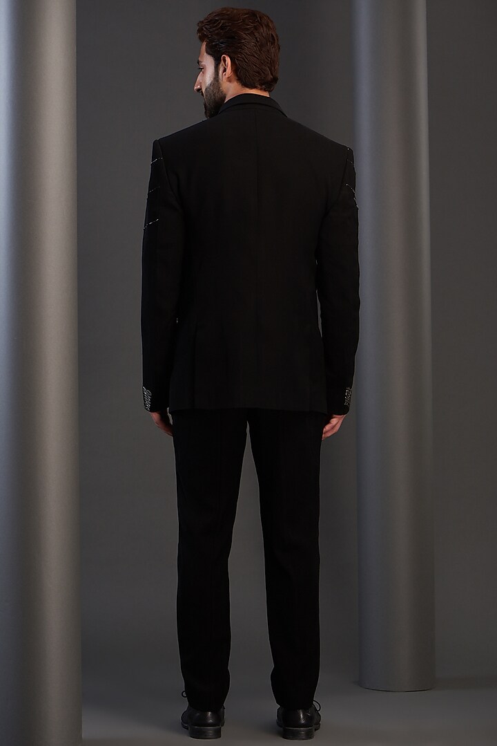 Black Imported Italian Fabric Tuxedo Set by Kudrat Couture at Pernia's Pop Up Shop